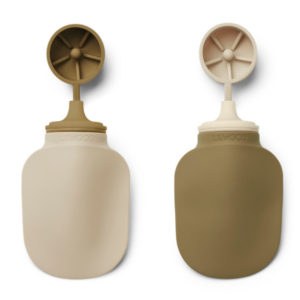 Lot de 2 gourdes en silicone Silva Liewood (Sandy/Khaki)