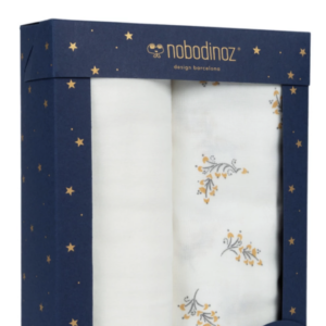 Lot de 2 langes tétra Baby Love Swaddles 70x70cm Nobodinoz (Flore/White)